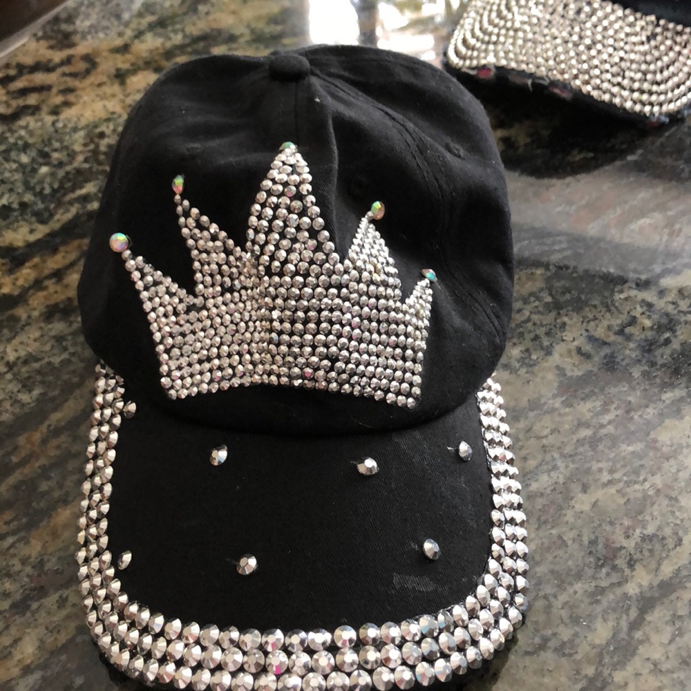 Blk denim bling Hat